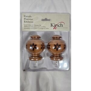 Kirsch Florone Warm Oak Wooden Finials | Set of Two for Curtain Rods